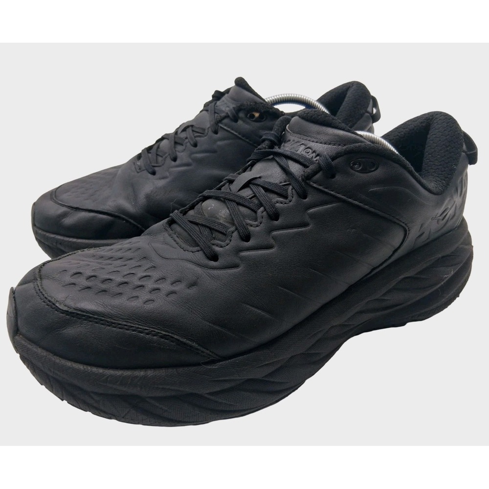 Hoka One One Bondi SR Shoes Mens Size 13 EE Black Leather Work Slip Resistant